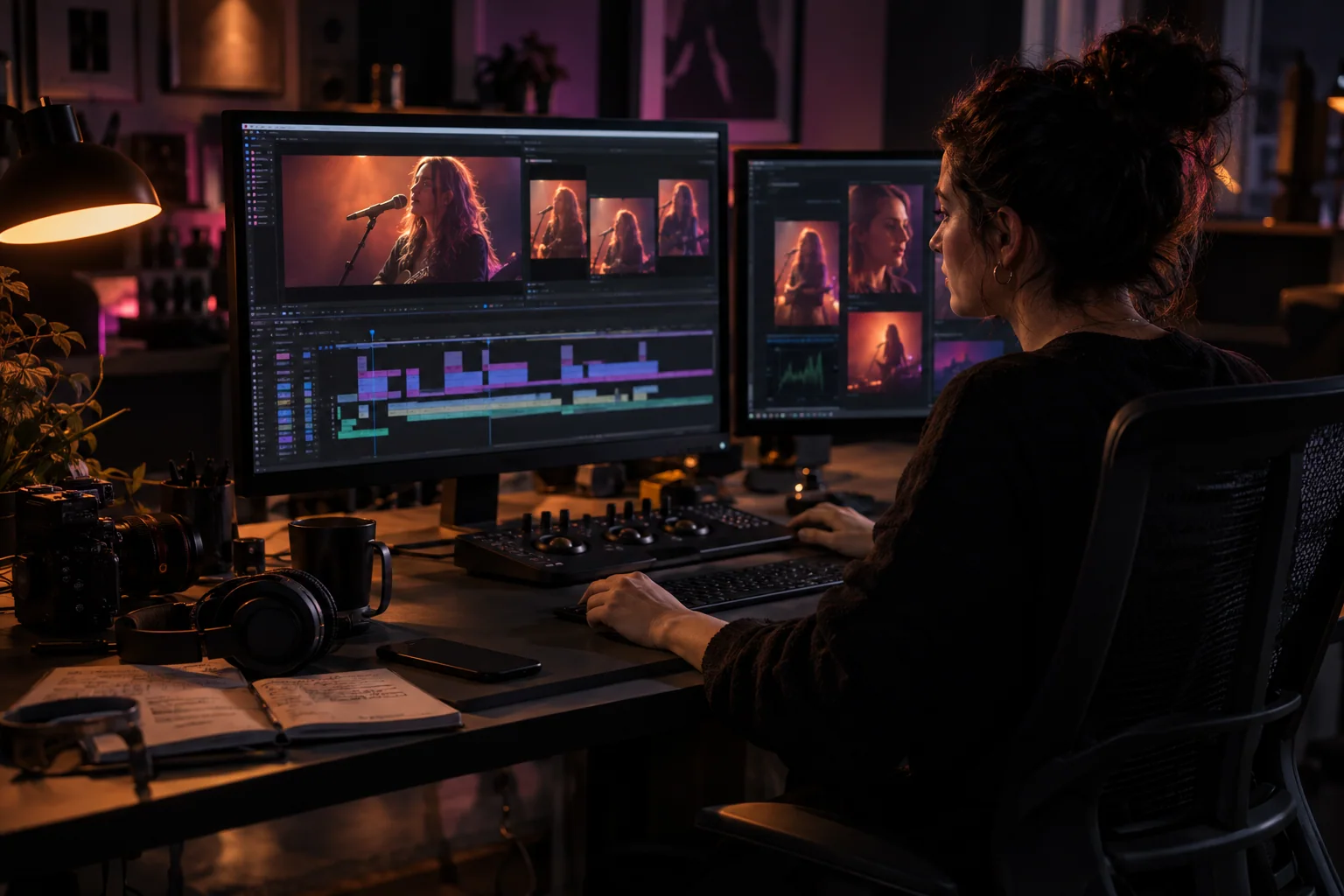 Editora adaptando una pieza audiovisual a varios formatos sociales